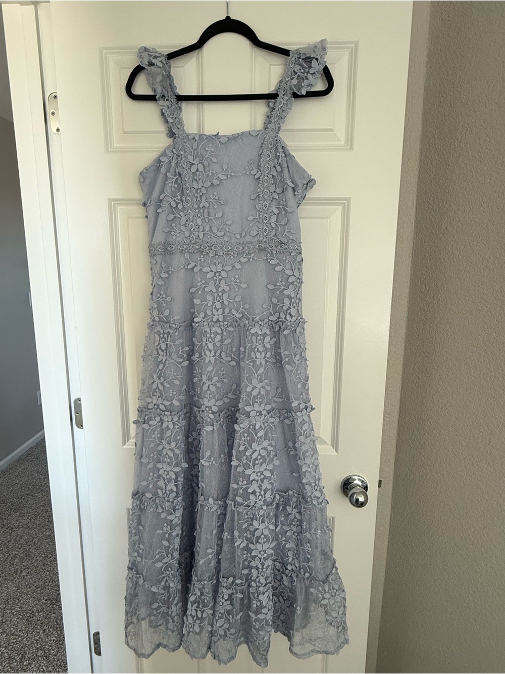 Chelsea28 Lilac Floral Appliqué Tiered Maxi Dress